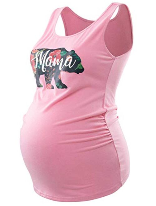 Maternity Tank Tops for Women Ruched Sleeveless Basic Tops Maternity Shirt Vest Pregnancy Tee