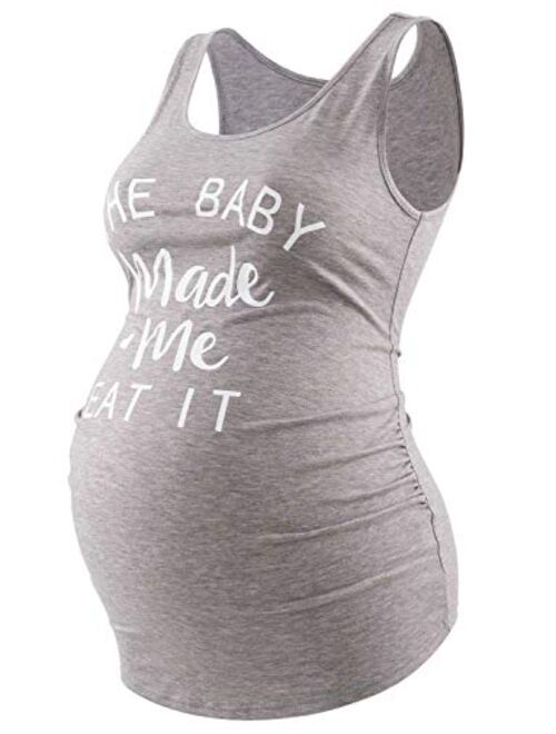 Maternity Tank Tops for Women Ruched Sleeveless Basic Tops Maternity Shirt Vest Pregnancy Tee