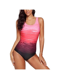 Exlura Women's Crisscross One Piece Swimsuit Athletic Training Swimwear Vintage Bathing Suit