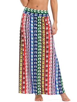 Yinggeli Women's Bohemian Print Long Maxi Skirt