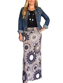 Yinggeli Women's Bohemian Print Long Maxi Skirt