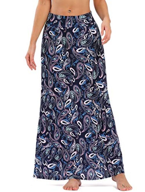 Yinggeli Women's Bohemian Print Long Maxi Skirt