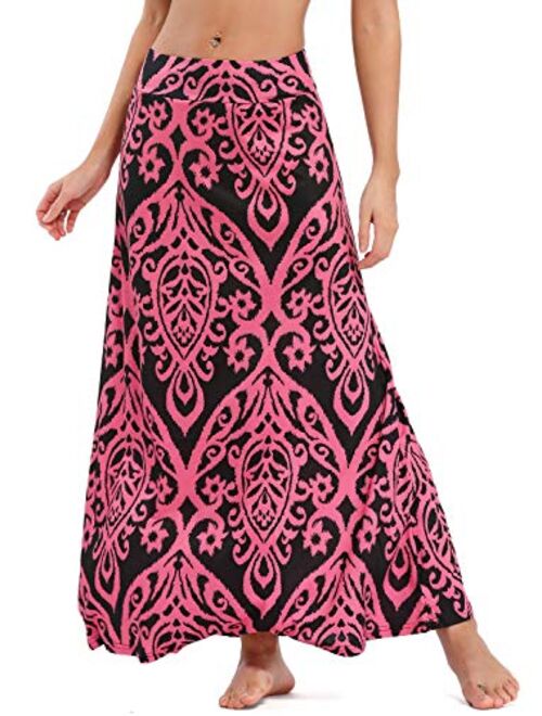 Yinggeli Women's Bohemian Print Long Maxi Skirt