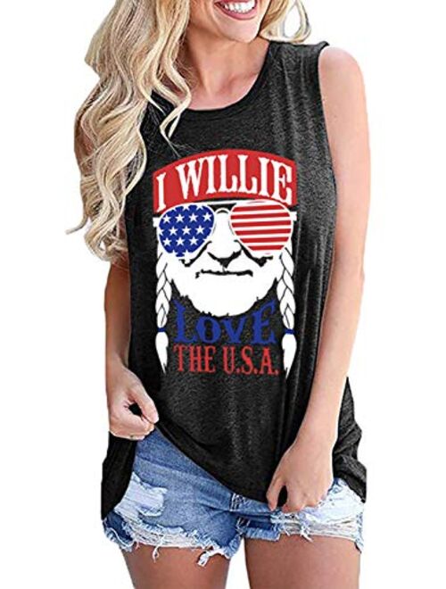 Buy LANMERTREE Women Willie Nelson Shirt 4th of July Tank Top for ...