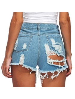 Sexyshine Women's Sexy Low Waist Rise Hot Pants American Flag High Cut Mini Denim Bandage Beach Clubwear Shorts