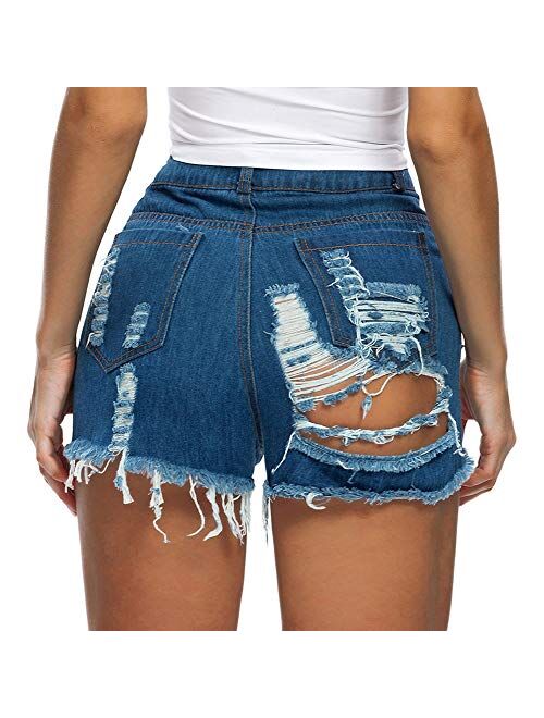 Sexyshine Women's Sexy Low Waist Rise Hot Pants American Flag High Cut Mini Denim Bandage Beach Clubwear Shorts