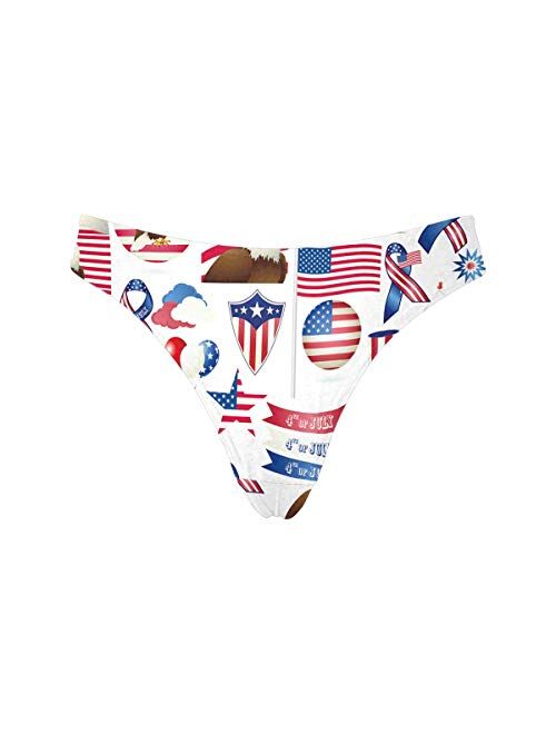 INTERESTPRINT Women's Thong Underwear Stretchy Panties 4th July Independence Day