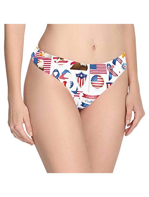 INTERESTPRINT Women's Thong Underwear Stretchy Panties 4th July Independence Day