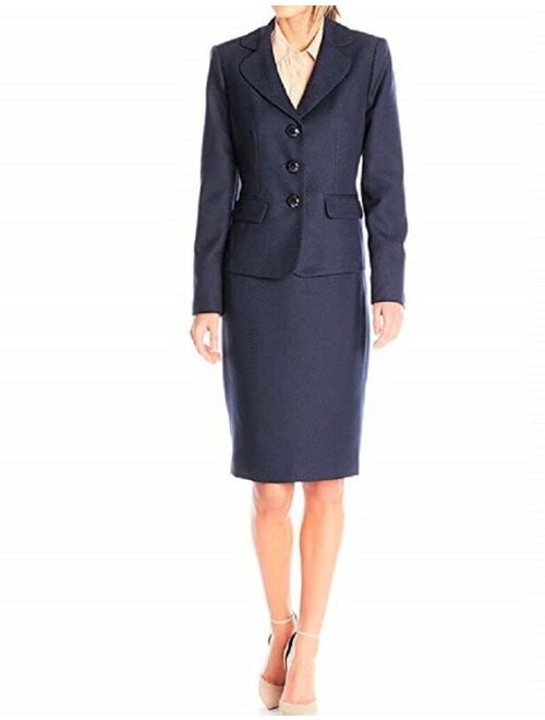 Buy LE SUIT Womens Navy Blue TWEED CAREER SKIRTSUIT 2 pc Skirt Suit SZ ...