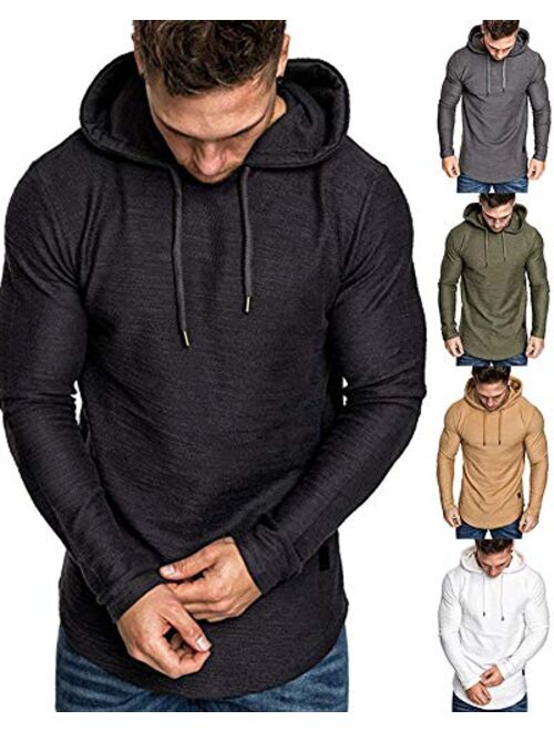 lexiart Mens Fashion Athletic Hoodies Sport Sweatshirt Solid Color Fleece Pullover