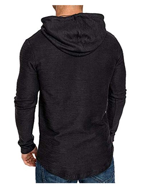 lexiart Mens Fashion Athletic Hoodies Sport Sweatshirt Solid Color Fleece Pullover