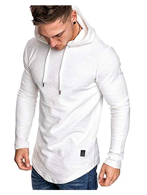 lexiart Mens Fashion Athletic Hoodies Sport Sweatshirt Solid Color Fleece Pullover