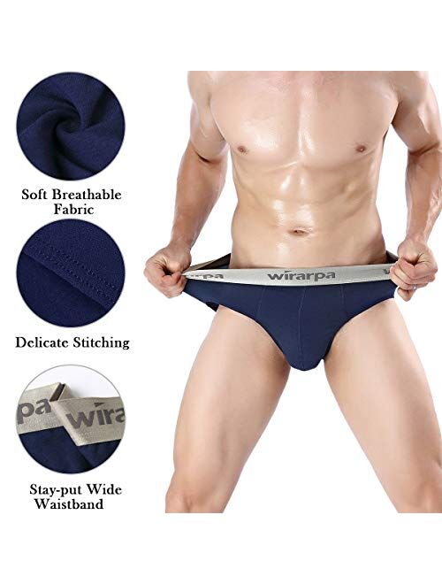 wirarpa Men's Cotton Stretch Underwear Support Briefs Wide Waistband Multipack