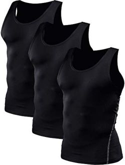 Neleus Men's 3 Pack Athletic Compression Under Base Layer Sport Tank Top