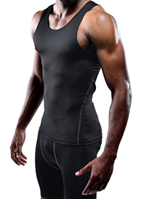 Neleus Men's 3 Pack Athletic Compression Under Base Layer Sport Tank Top