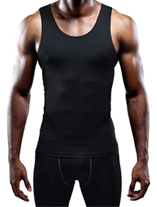 Neleus Men's 3 Pack Athletic Compression Under Base Layer Sport Tank Top