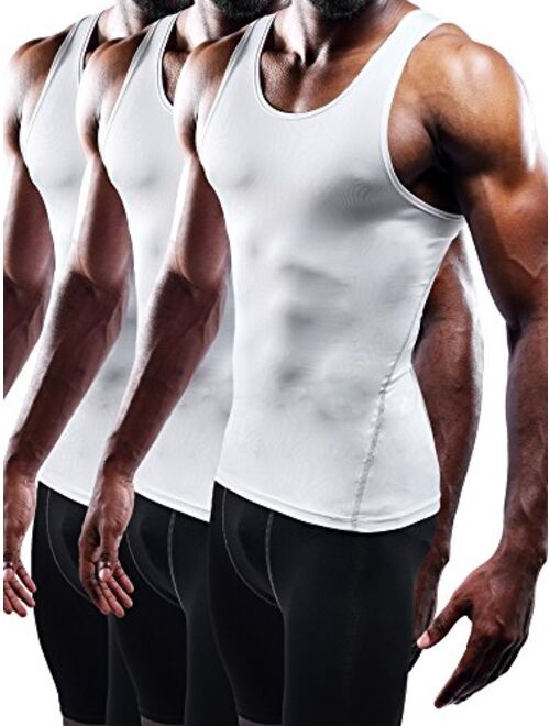 Neleus Men's 3 Pack Athletic Compression Under Base Layer Sport Tank Top