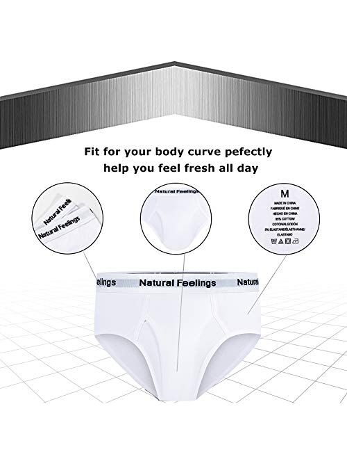 Natural Feelings Mens Briefs Underwear Mens Cotton Classics Briefs Full Rise Mens Underwear Briefs Pack