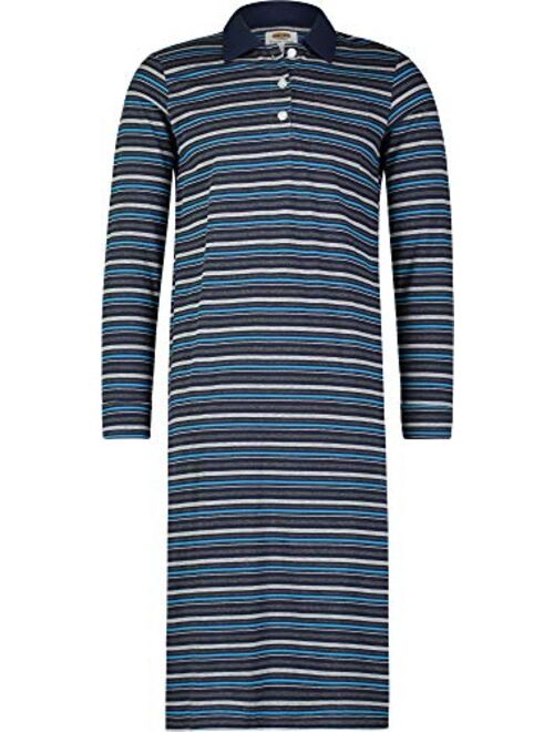 Ashford & Brooks Mens Flannel Plaid Long Sleep Shirt Henley Nightshirt  Nightgown