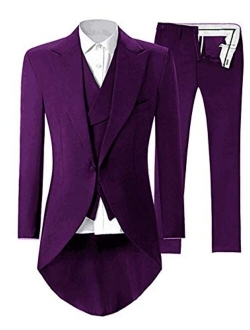 Everbeauty Men's Handsome 3 Pieces Tailcoat Suit Set Business Suit for Men Formal Wedding Attire 2019 EXZ001