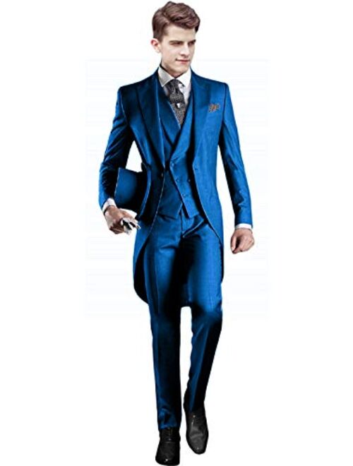 Everbeauty Men's Handsome 3 Pieces Tailcoat Suit Set Business Suit for Men Formal Wedding Attire 2019 EXZ001