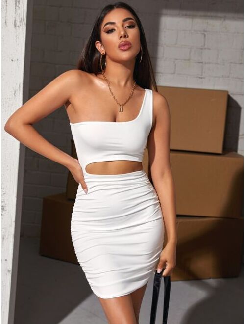 Shein One Shoulder Cutout Detail Ruched Dress