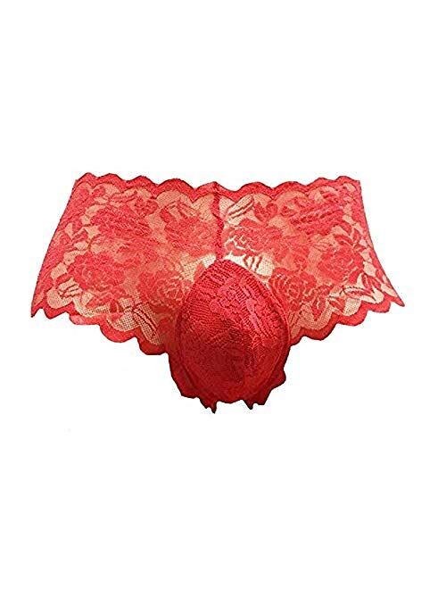 Sissy Pouch Panties Men's Silky Lace Bikini Briefs G-String Underwear Sexy for Men