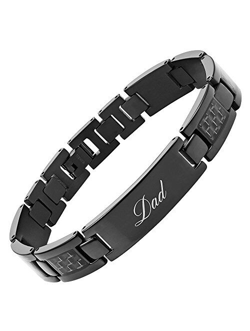 Willis Judd DAD Titanium Bracelet Engraved Love You Dad Carbon Fiber Adjusting Tool & Gift Box Included