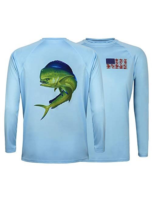 HDE Performance Fishing Shirts for Men - Long Sleeve UPF 50 Sun Protection Quick-Dry Outdoor T-Shirt