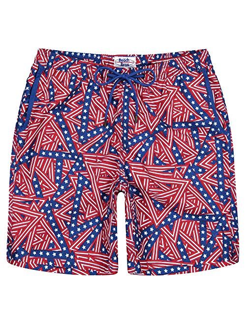 Beach Bros. Mens Swim Trunks Mesh Lining with Elastic Waistband