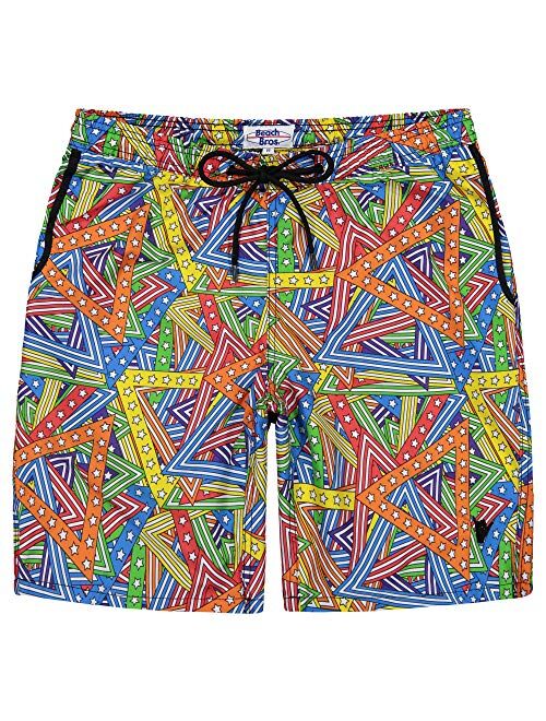 Beach Bros. Mens Swim Trunks Mesh Lining with Elastic Waistband