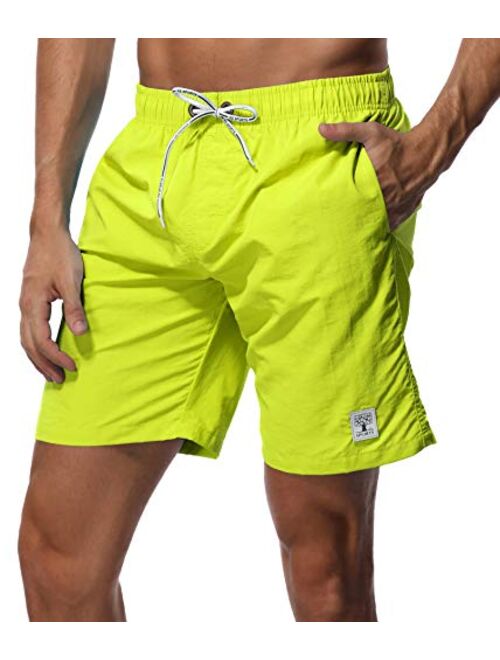 SHEKINI Men's Swim Trunks Quick Dry Slim fit Lightweight Beach Shorts with Pockets