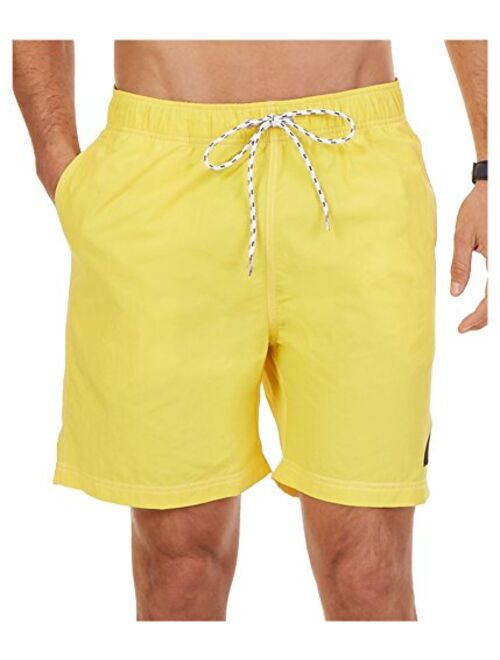 Nautica Men's Solid Quick Dry Logo Swim Trunk