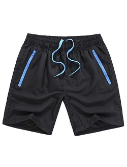 MADHERO Men Swim Trunks with Zipper Pockets Quick Dry Bathing Suits Mesh Lining