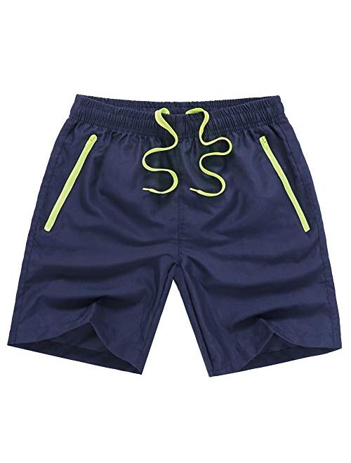 MADHERO Men Swim Trunks with Zipper Pockets Quick Dry Bathing Suits Mesh Lining