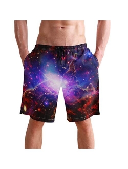 visesunny Hawaiian Men's Summer Beach Shorts Swim Trunks Sports Running Bathing Suits with Mesh Lining