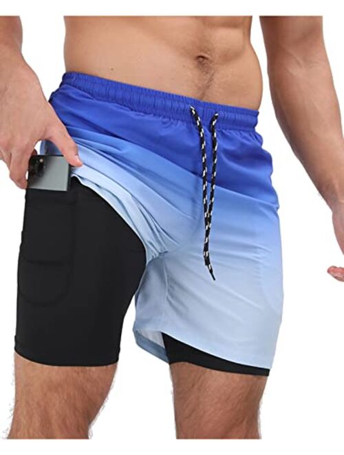 Cogild Men's Swim Trunks Quick Dry Mesh Lining Hawaii Beach Short with Pockets Bathing Suits