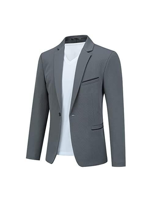 Cloudstyle Men's Suit Jacket One Button Slim Fit Sport Coat Business Daily Blazer