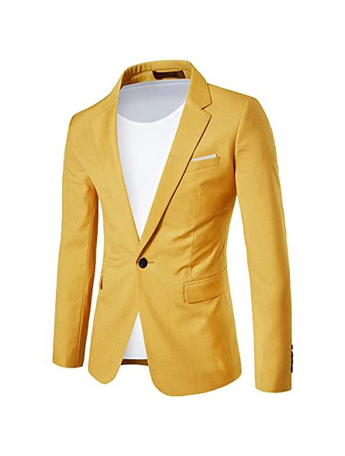 Cloudstyle Men's Suit Jacket One Button Slim Fit Sport Coat Business Daily Blazer