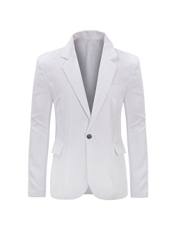 Men's Slim Fit Casual 1 Button Notched Lapel Blazer Jacket