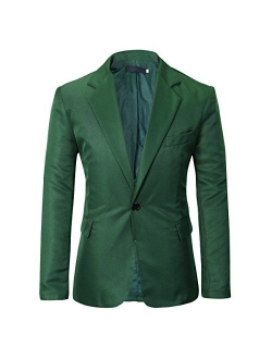 Men's Slim Fit Casual 1 Button Notched Lapel Blazer Jacket