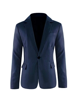 Men's Slim Fit Casual 1 Button Notched Lapel Blazer Jacket