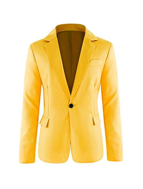 Men's Slim Fit Casual 1 Button Notched Lapel Blazer Jacket