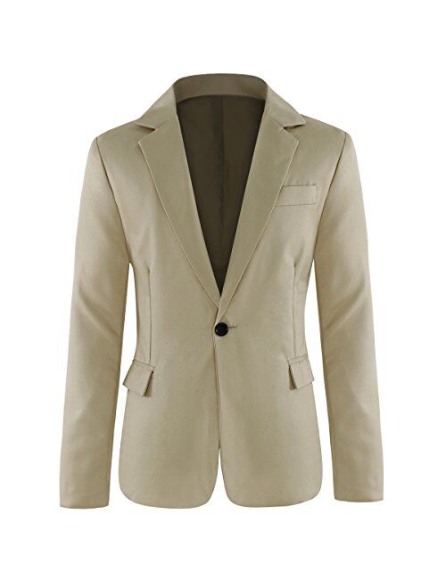 Men's Slim Fit Casual 1 Button Notched Lapel Blazer Jacket