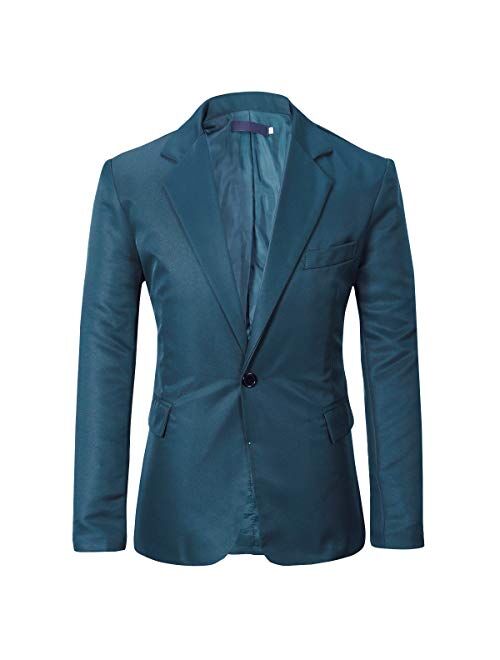 Men's Slim Fit Casual 1 Button Notched Lapel Blazer Jacket