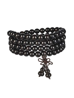 anzhongli Mala Beads Bracelet 108 8mm Prayer Meditation Sandalwood Elastic