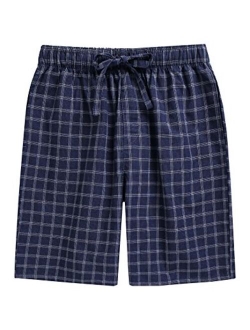 TINFL Cotton Lounge Pants for Men - 100% Soft Cotton Plaid Check Lounger Sleeping Pajama Pants with Pockets and Button Fly