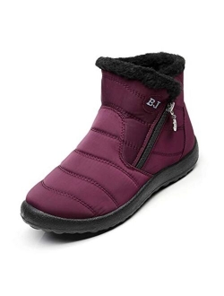 LIGHTEN Waterproof Snow Sneakers Boots Fur Lined Ankle High-Top Outdoor Slip-on Booties Anti-Slip Winter Shoes for Womens Mens