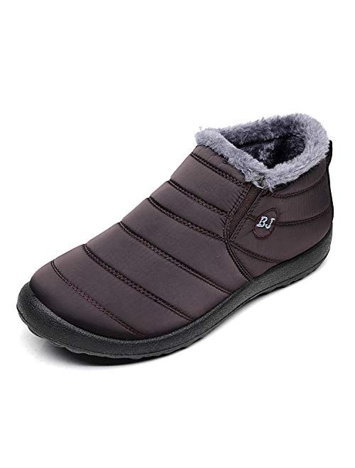 LIGHTEN Waterproof Snow Sneakers Boots Fur Lined Ankle High-Top Outdoor Slip-on Booties Anti-Slip Winter Shoes for Womens Mens