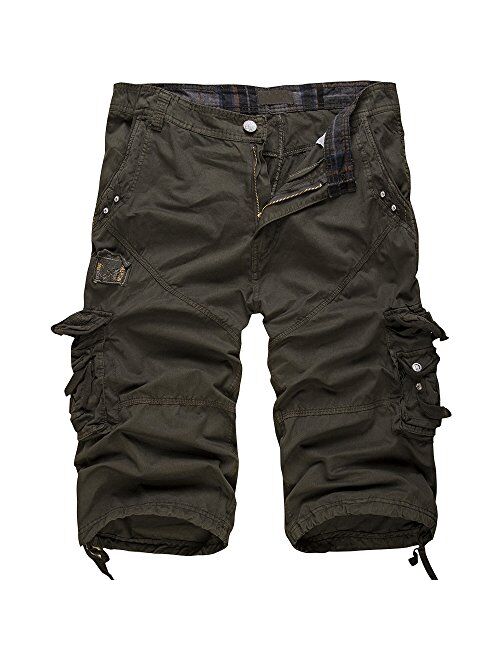 Cottory Men's Cotton Loose Fit Multi Pocket Cargo Shorts